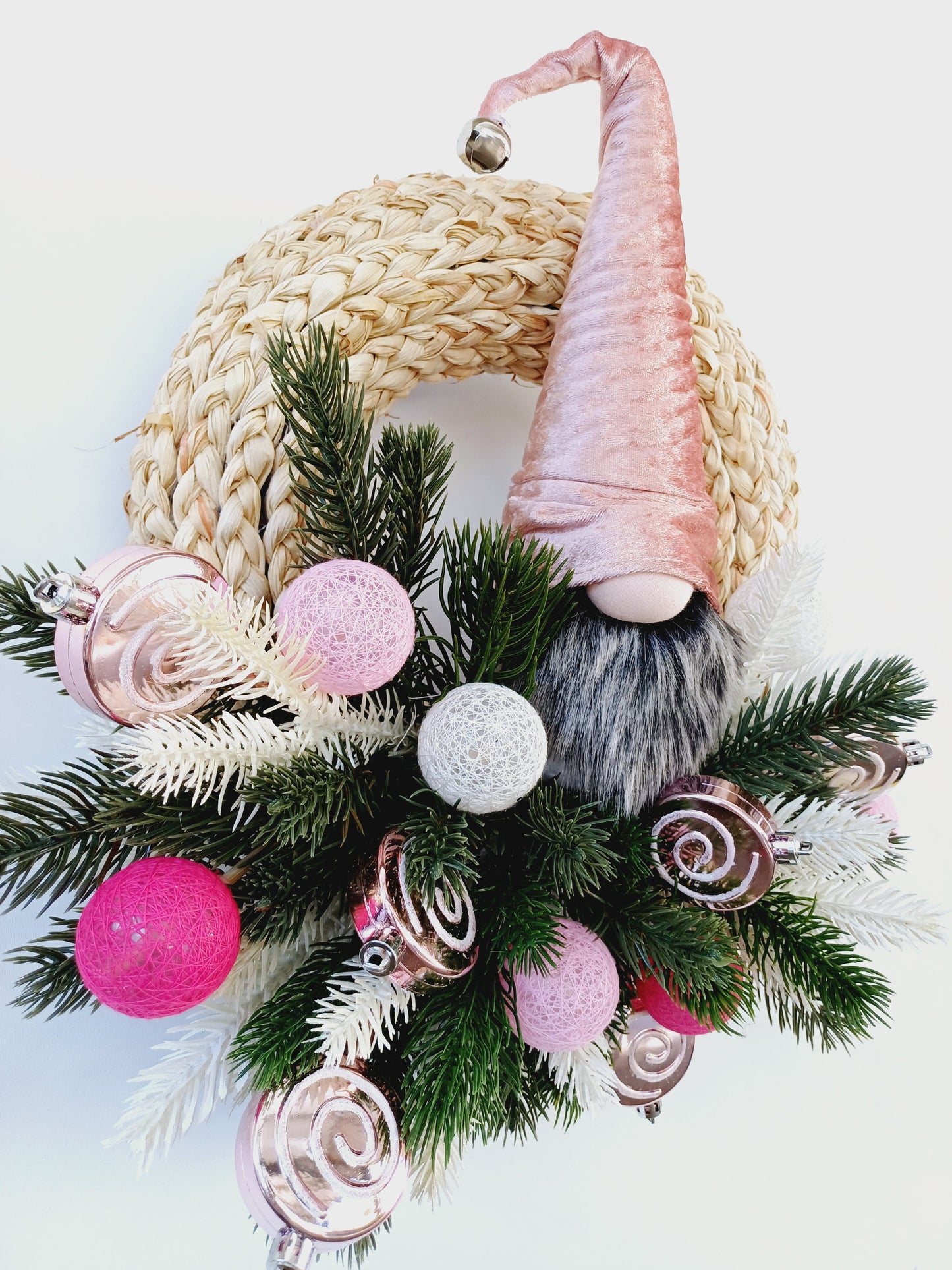 Rustic Farmhouse Christmas Wreath with Braided Jute Base